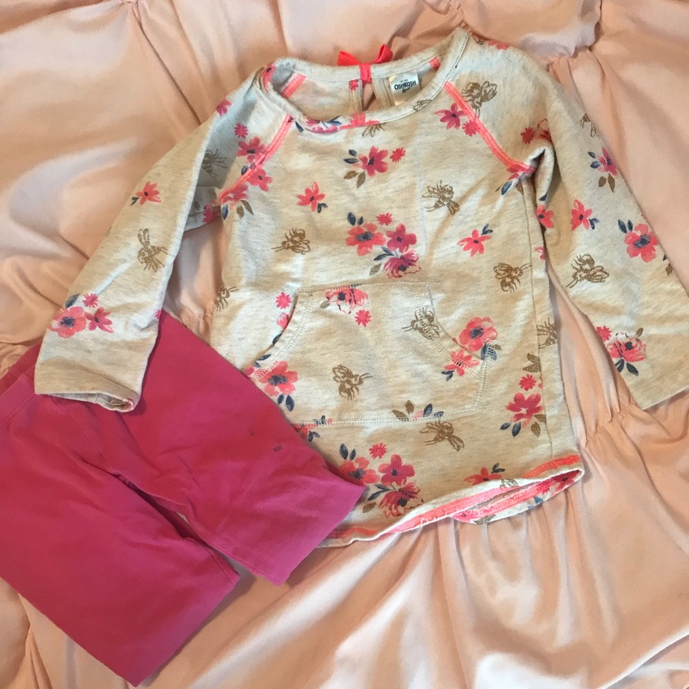Oshkosh 2T Pink sweater and leggings set